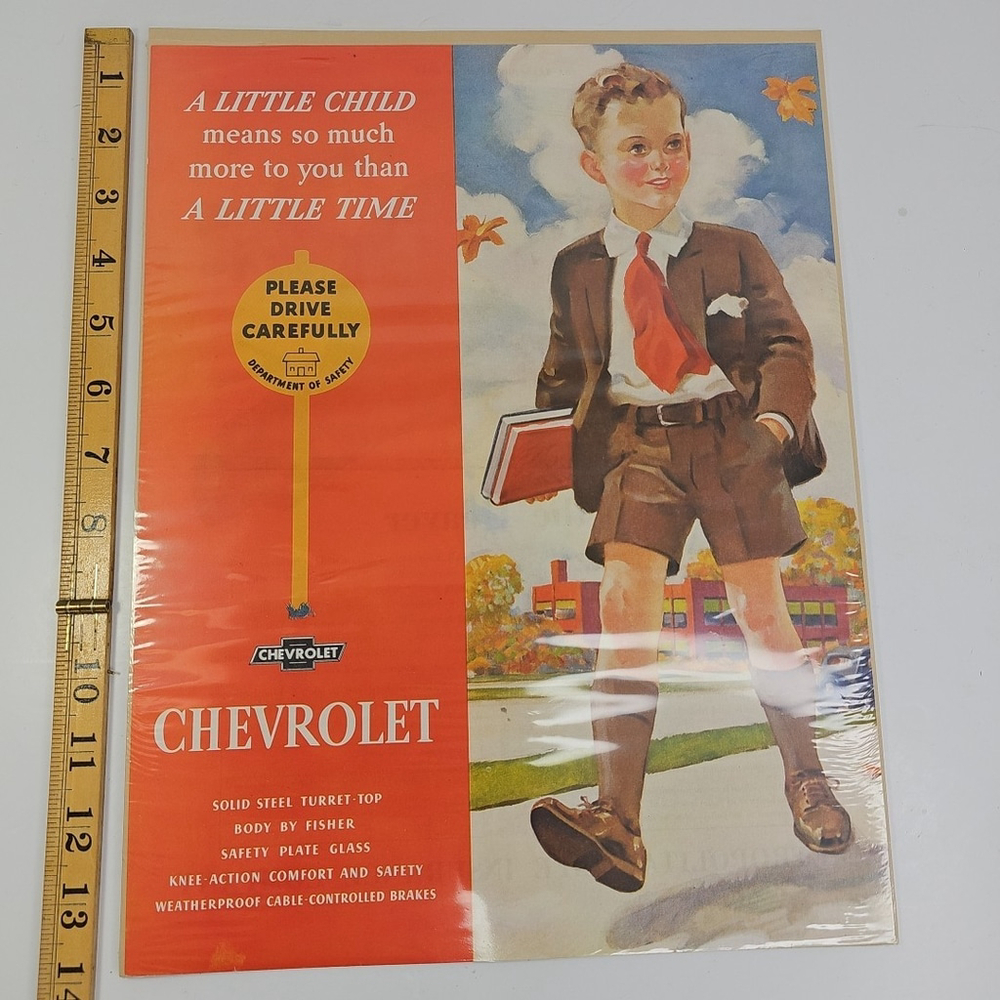 1935 Chevrolet Saturday Post Advertising Automobilia Picture Photo Safety